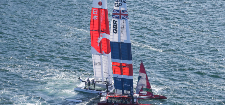 Australian Sail Grand Prix, the GBR crew is out of the game after a collision